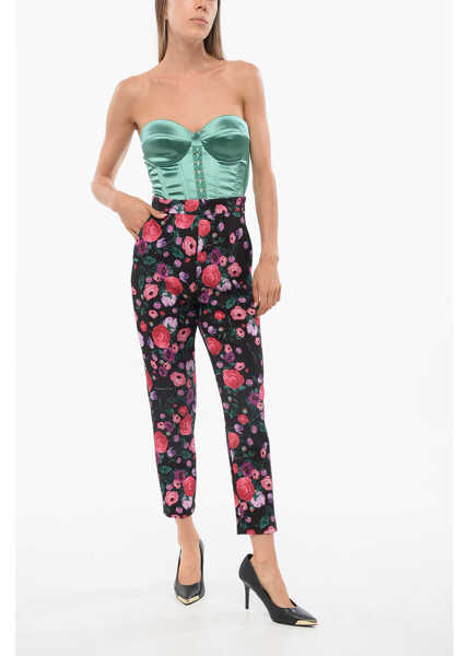 Pantaloni casual Elisabetta Franchi 4-Pocketed Pants With Floral Motif Multicolor Femei (BM 18694816) 4