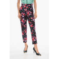 Pantaloni casual 4-Pocketed Pants With Floral Motif Femei