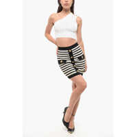 Fuste scurte Dama - Fuste scurte Balmain Striped Pencil Skirt With Golden Details Gold Femei (BM 18694819) - B-mall.ro