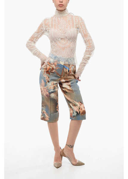 Bluze Balmain Long Sleeved See-Through Lace Top With Zip Closure White Femei (BM 18694822) 4