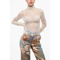 Bluze Long Sleeved See-Through Lace Top With Zip Closure Femei