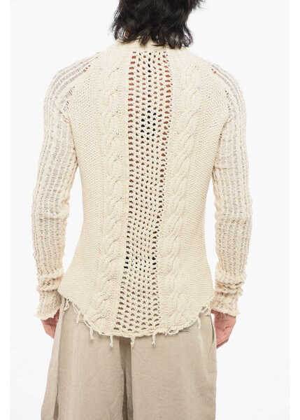 Pulovere Balmain Vintage Effect Perforated Cable-Knit Sweater Beige Barbati (BM 18694846) 2