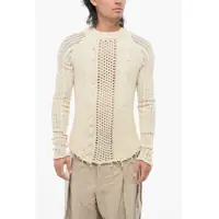 Pulovere Vintage Effect Perforated Cable-Knit Sweater Barbati