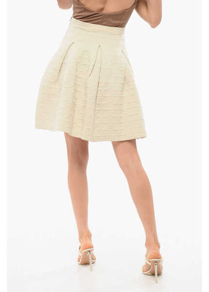 Fuste scurte Elisabetta Franchi Jacquard Knitted Miniskirt With Monogram Motif White Femei (BM 18694849) 2