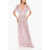 Elisabetta Franchi Sequined Chiffon Dress With Butterfly Sleeves Pink