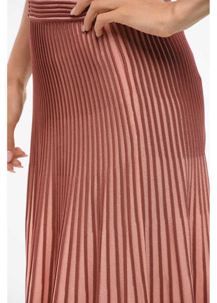 Fuste lungi Elisabetta Franchi Accordion Knitted Midi Skirt Pink Femei (BM 18694858) 3