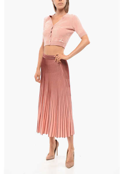 Fuste lungi Elisabetta Franchi Accordion Knitted Midi Skirt Pink Femei (BM 18694858) 4