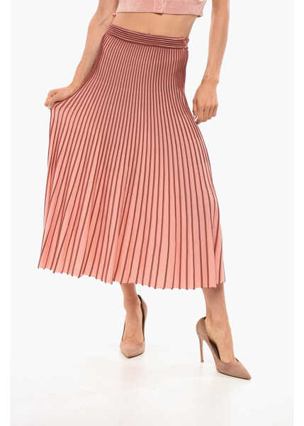 Fuste lungi Elisabetta Franchi Accordion Knitted Midi Skirt Pink Femei (BM 18694858) 1