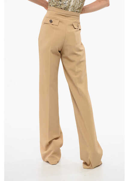 Pantaloni office Elisabetta Franchi Front Pleated Palazzo Pants Beige Femei (BM 18694867) 2