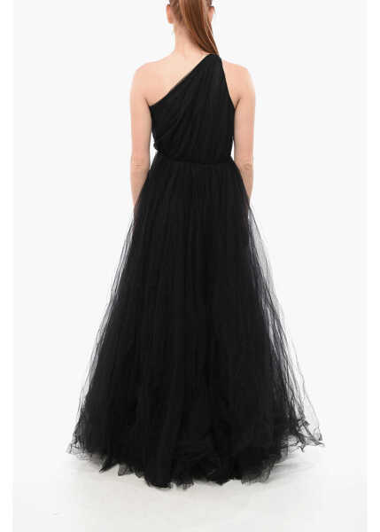 Rochii lungi Elisabetta Franchi One-Shoulder Tulle Maxidress Black Femei (BM 18694876) 2