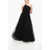 Elisabetta Franchi One-Shoulder Tulle Maxidress Black