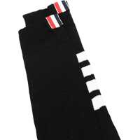 Sosete Dama - Sosete Thom Browne 4-Bar Cotton Long Sock BLACK Femei (BM 18694996) - B-mall.ro