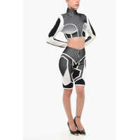 Imbracaminte Dama pagina 235 - Bluze Balmain Long Sleeved Two-Tone Cropped Top Black & White Femei (BM 18695047) - B-mall.ro