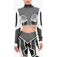 Bluze Long Sleeved Two-Tone Cropped Top Femei