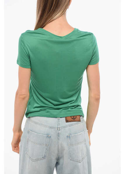 Tricouri Elisabetta Franchi Crew Neck Short-Sleeved T-Shirt Green Femei (BM 18695050) 2