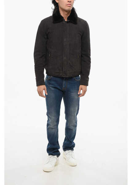 Bomber jacket Moorer Suede Anfossi Bomber Jacket With Fur Collar Brown Barbati (BM 18695056) 4