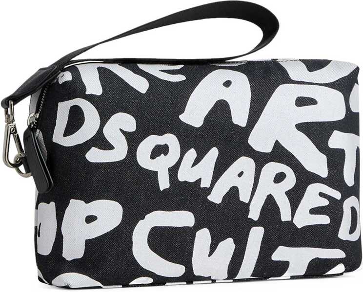 Genti de mana DSQUARED2 Denim Clutch With Contrasting Print Black & White Barbati (BM 18695059) 3