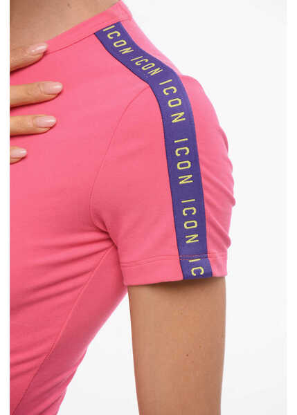 Body-uri DSQUARED2 Underwear Icon Crewneck Bodysuit With Logoed Band Pink Femei (BM 18695062) 4