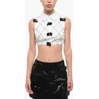 Bluze Elisabetta Franchi Cotton Blend Crop Top With Back Criss Cross Detail