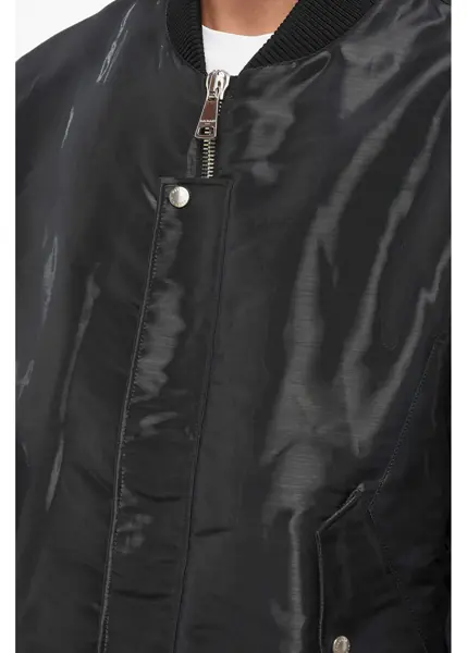Bomber jacket Balmain Laminated Fabric Bomber Jacket With Ribbed Edges Black Barbati (BM 18695071) 3