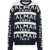 Balmain Two-Tone Crewneck Sweater With All-Over Logo Black & White