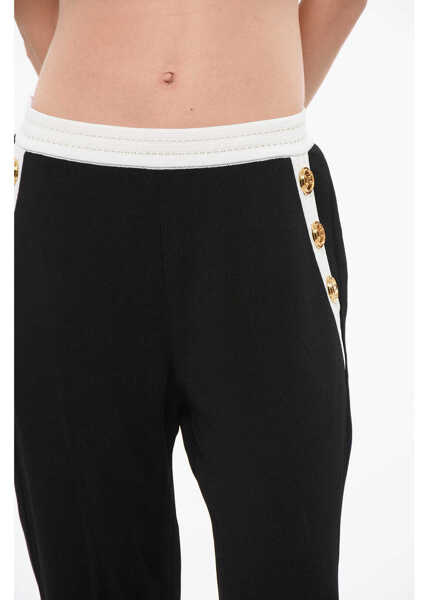 Pantaloni casual Balmain Knitted Pants With Decorative Buttons Black & White Femei (BM 18695083) 3