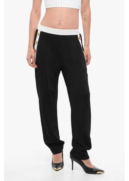 Pantaloni casual Balmain Knitted Pants With Decorative Buttons Black & White Femei (BM 18695083) 1