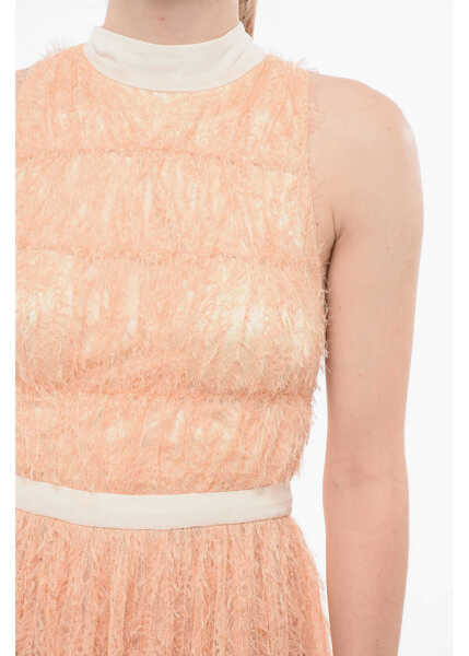 Rochii lungi Elisabetta Franchi Eyelash Fabric Halter Neck Dress Orange Femei (BM 18695089) 3