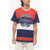 Balmain Color Block Crew-Neck T-Shirt With Printed Logo White
