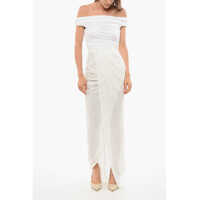 Rochii lungi Elisabetta Franchi Sequined Dress With Draped Neckline