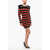 Balmain Two-Tone Striped Mini Dress With Decorative Buttons Black