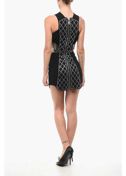 Rochii scurte Balmain Sheath Mini Dress Embellished With Rhinestones Black Femei (BM 18695122) 2