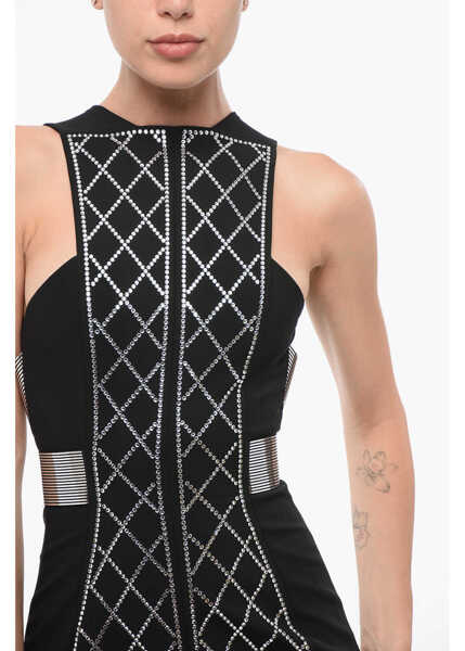 Rochii scurte Balmain Sheath Mini Dress Embellished With Rhinestones Black Femei (BM 18695122) 3