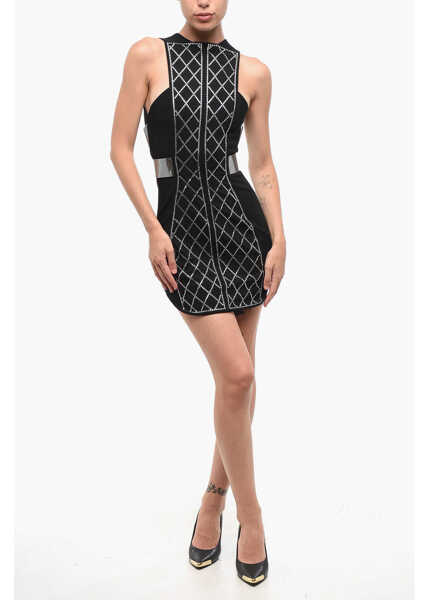 Rochii scurte Balmain Sheath Mini Dress Embellished With Rhinestones Black Femei (BM 18695122) 1