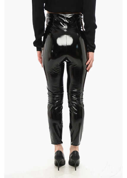 Colanti Elisabetta Franchi Eco-Patent Leather High-Waisted Leggings Black Femei (BM 18695131) 2