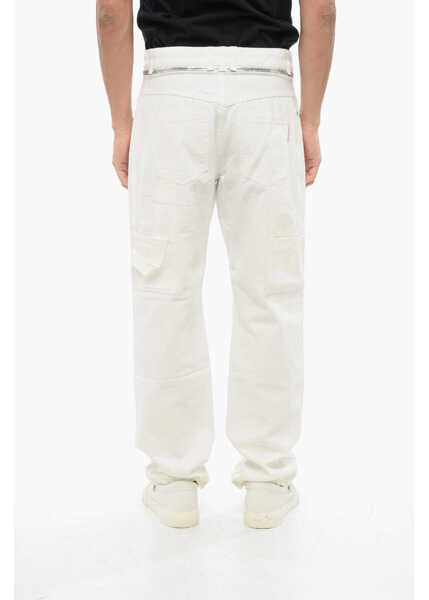 Blugi drepti Balmain Straight Fit Cargo Jeans With Zip Detail 22Cm White Barbati (BM 18695134) 2