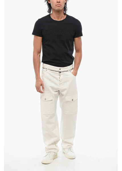 Blugi drepti Balmain Straight Fit Cargo Jeans With Zip Detail 22Cm White Barbati (BM 18695134) 4