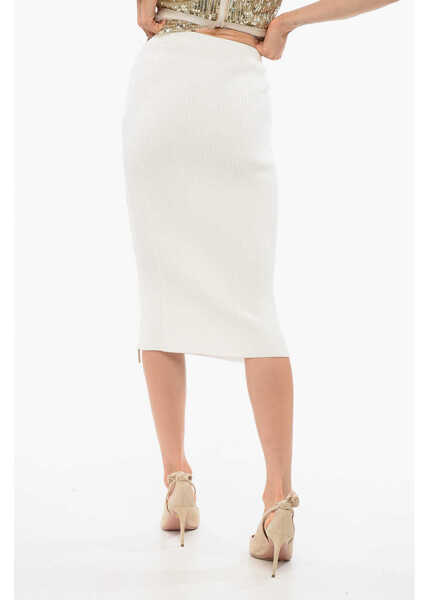Fuste lungi Elisabetta Franchi Knit Pencil Skirt With Zip White Femei (BM 18695137) 2