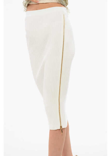 Fuste lungi Elisabetta Franchi Knit Pencil Skirt With Zip White Femei (BM 18695137) 3