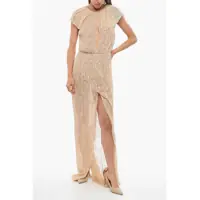 Rochii lungi Elisabetta Franchi Red Carpet Sequined Maxidress With Cape Design