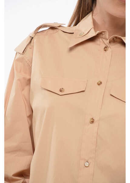 Camasi elegante Elisabetta Franchi Cotton Button-Down Shirt Brown Femei (BM 18695152) 3