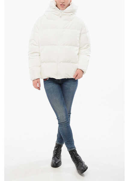 Geci de iarna Bacon Hooded Cloud Down Jacket With Front Zip White Femei (BM 18695155) 4