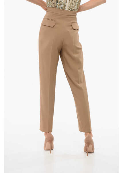 Pantaloni casual Elisabetta Franchi 4-Pocketed Pants With Side Zip Beige Femei (BM 18695161) 2