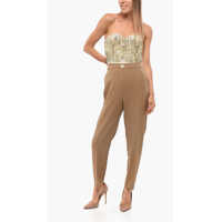 Imbracaminte Dama pagina 407 - Pantaloni casual Elisabetta Franchi 4-Pocketed Pants With Side Zip Beige Femei (BM 18695161) - B-mall.ro