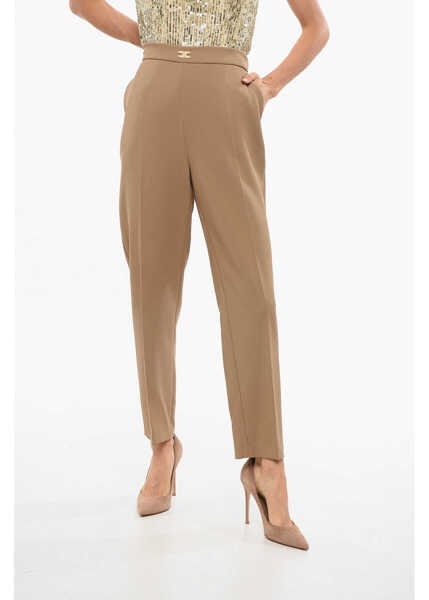 Pantaloni casual Elisabetta Franchi 4-Pocketed Pants With Side Zip Beige Femei (BM 18695161) 1
