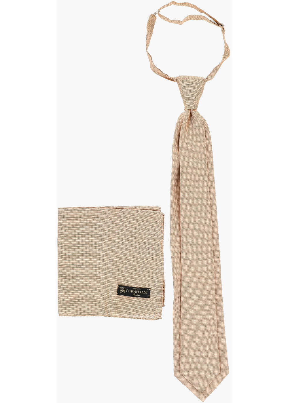 Cravate CORNELIANI Silk Ascot Tie With Matching Pocket Square Beige Barbati (BM 18695164) 1