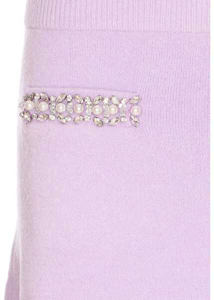 Fuste casual Self-Portrait Knit Skirt With Crystals LILAC Femei (BM 18698653) 3