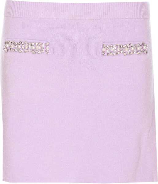 Fuste casual Self-Portrait Knit Skirt With Crystals LILAC Femei (BM 18698653) 1