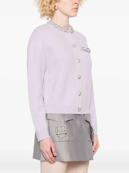 Cardigane Self-Portrait Knitted Cardigan With Crystals LILAC Femei (BM 18698662) 3