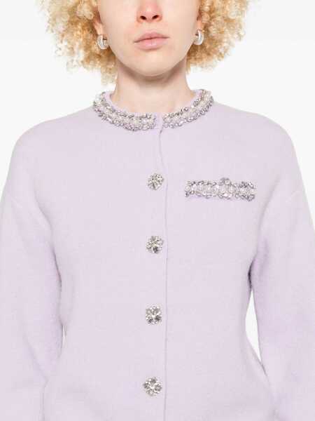 Cardigane Self-Portrait Knitted Cardigan With Crystals LILAC Femei (BM 18698662) 5